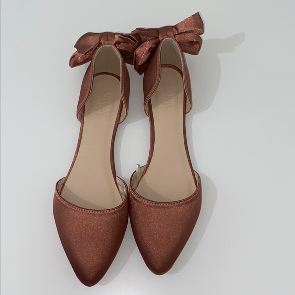 SILK blush bow shoes
